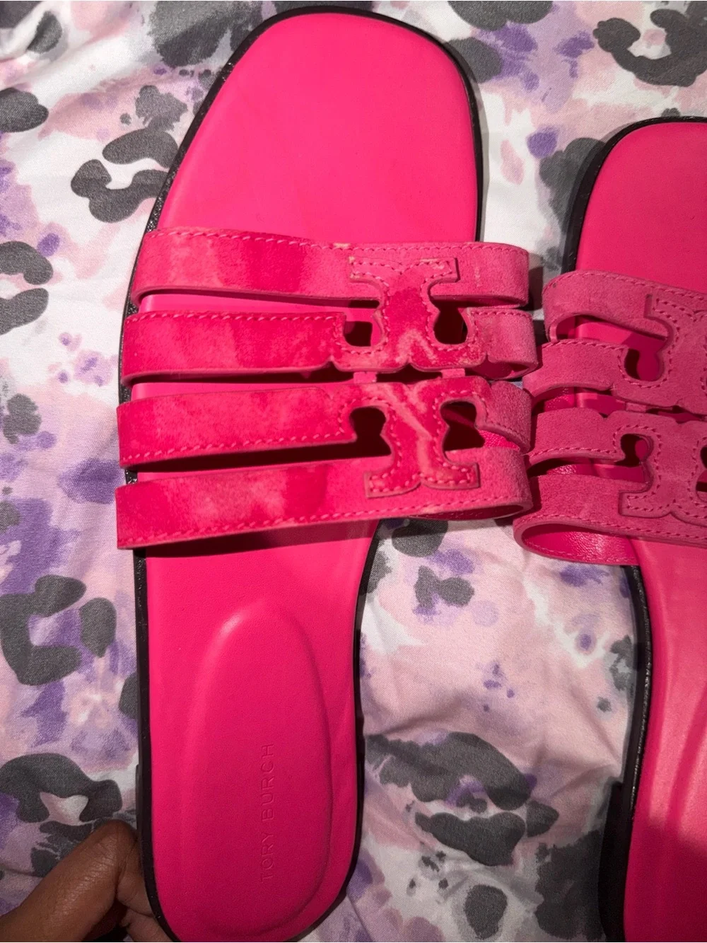 Tory Burch Bright Pink Triple-Strap Slide Sandals